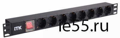 ITK PDU 8 розеток нем. ст, с LED выкл,1U, шнур 2м вилка нем. ст