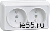 РСш22-2-ОКм Розетка 2местн. без з/к с защ. штор.10А откр.уст. ОКТАВА (кремовый)
