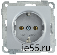 РС11-1-0-Б Розетка с з/к 16А BOLERO серебряный IEK