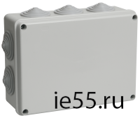 Коробка КМ41244 распаячная для о/п 190х140х70 мм IP55 (RAL7035, 10 гермовводов)