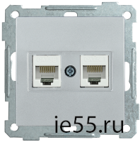 РК10-2-Б Розетка 2-ая комп. RJ45 Cat5e BOLERO серебряный IEK