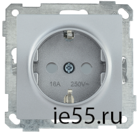 РС14-1-0-Б Розетка с з/к с з/ш 16А BOLERO серебряный IEK
